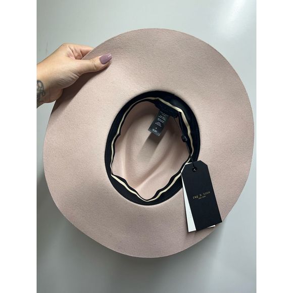 RAG BONE Wide Brim Felted Wool Fedora In Light Pink